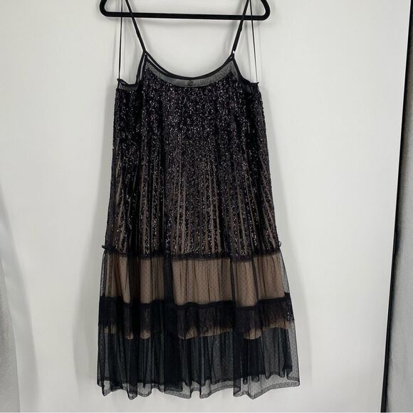 Twinset Milano Women’s Midi Sequin Abito Black Mini Dress size 46 10US NWT - Picture 1 of 5